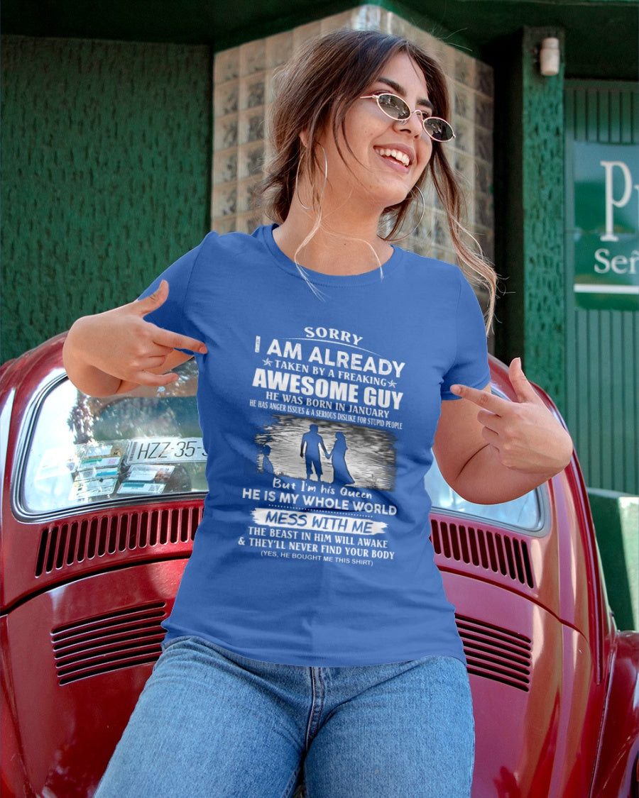 January - Funny Gift T-Shirt for Girlfriend or Wife - Anniversary, Birthday & Holiday Present from Boyfriend or Husband (SKU11-50-01) - SUN01