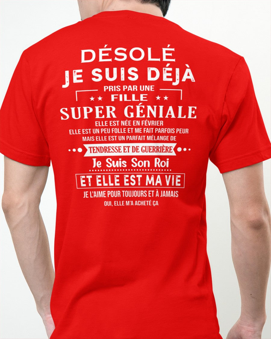 Désolé les filles, je suis déjà pris - Ma copine est folle et adorable - Cadeau spécial pour votre petit ami ou mari - (SKU04-111-02) - SUN02