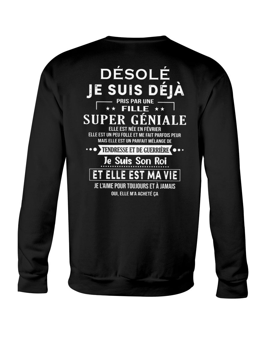 Désolé les filles, je suis déjà pris - Ma copine est folle et adorable - Cadeau spécial pour votre petit ami ou mari - (SKU04-111-02) - SUN02