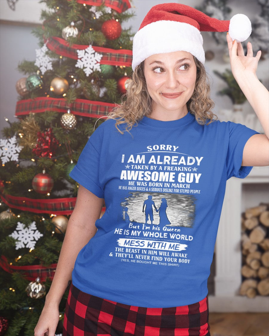 March - Funny Gift T-Shirt for Girlfriend or Wife - Anniversary, Birthday & Holiday Present from Boyfriend or Husband (SKU11-50-03) - SUN03