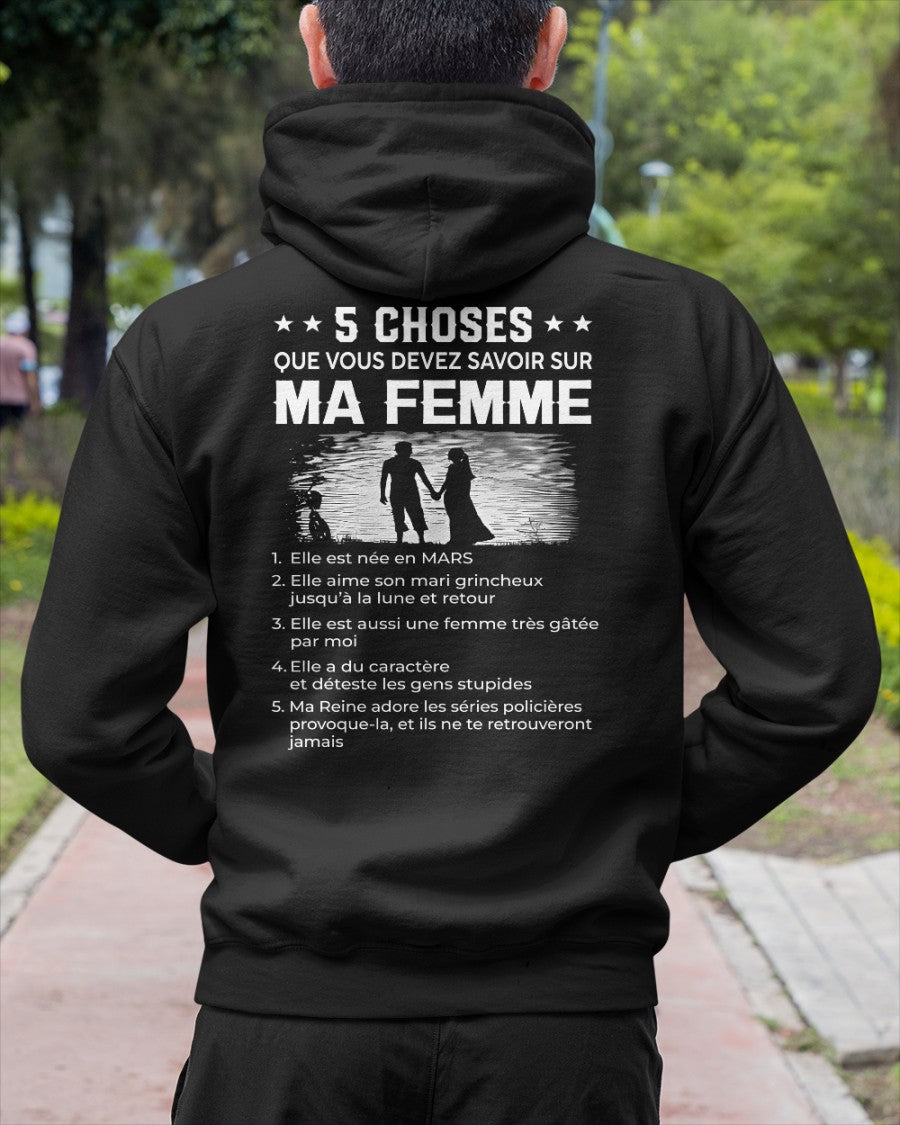 Mars - T-shirt humoristique pour mari - Cadeau Saint-Valentin, anniversaire, fête et occasions spéciales, offert par son épouse - (SKU26T-01308-03) SUN03