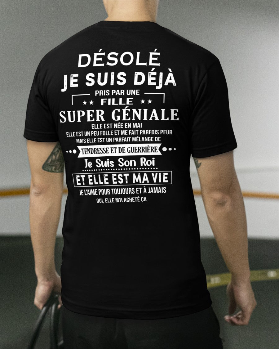 Désolé les filles, je suis déjà pris - Ma copine est folle et adorable - Cadeau spécial pour votre petit ami ou mari - (SKU04-111-05) - SUN05