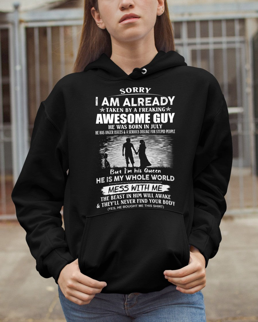 July - Funny Gift T-Shirt for Girlfriend or Wife - Anniversary, Birthday & Holiday Present from Boyfriend or Husband (SKU11-50-07) - SUN07