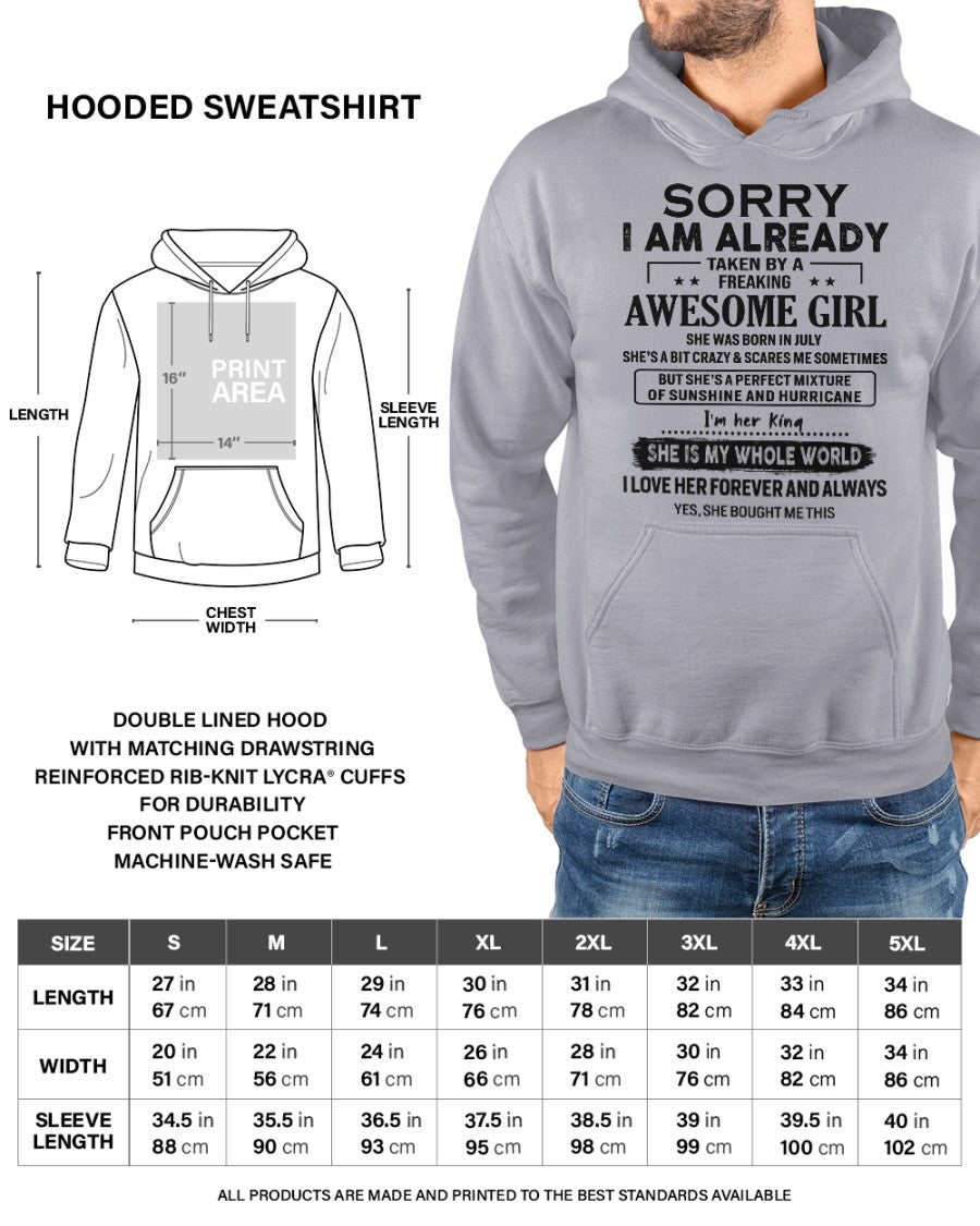 Sorry Girls, I’m Taken - My Girl is Crazy & Cute - Perfect gift for your boyfriend, husband - (SKU.SS-07) - SUN07
