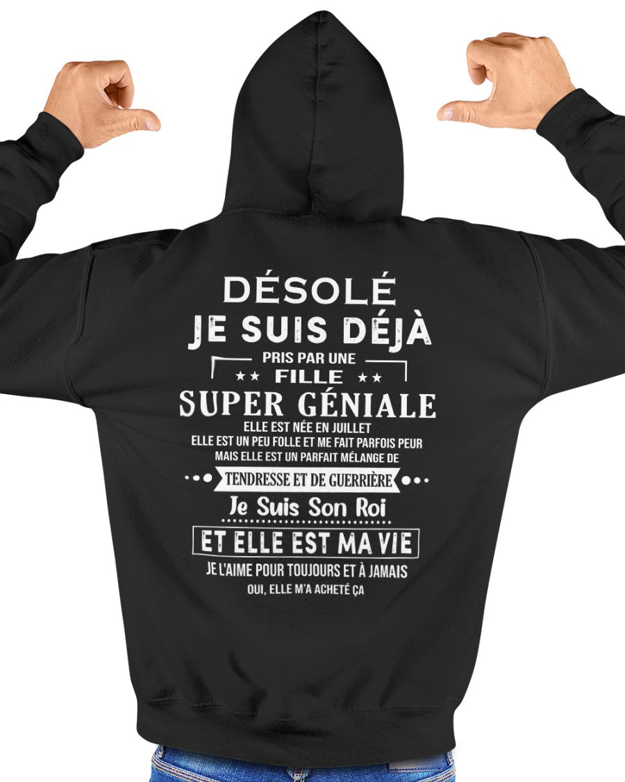 Désolé les filles, je suis déjà pris - Ma copine est folle et adorable - Cadeau spécial pour votre petit ami ou mari - (SKU04-111-07) - SUN07