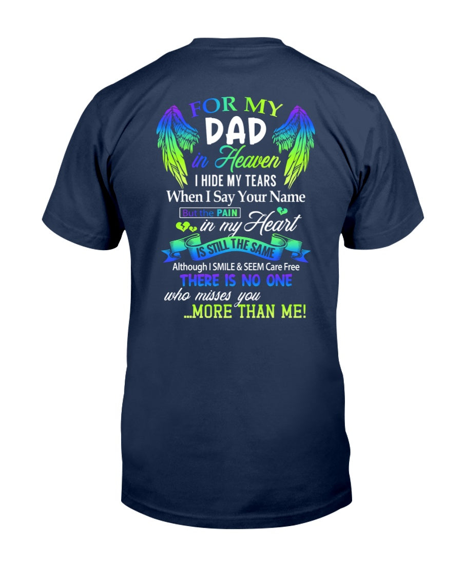 Personalized Memorial T-Shirt for Dad in Heaven - In Loving Memory Shirt, Miss You Dad Gift (SKUDAD) SUN00