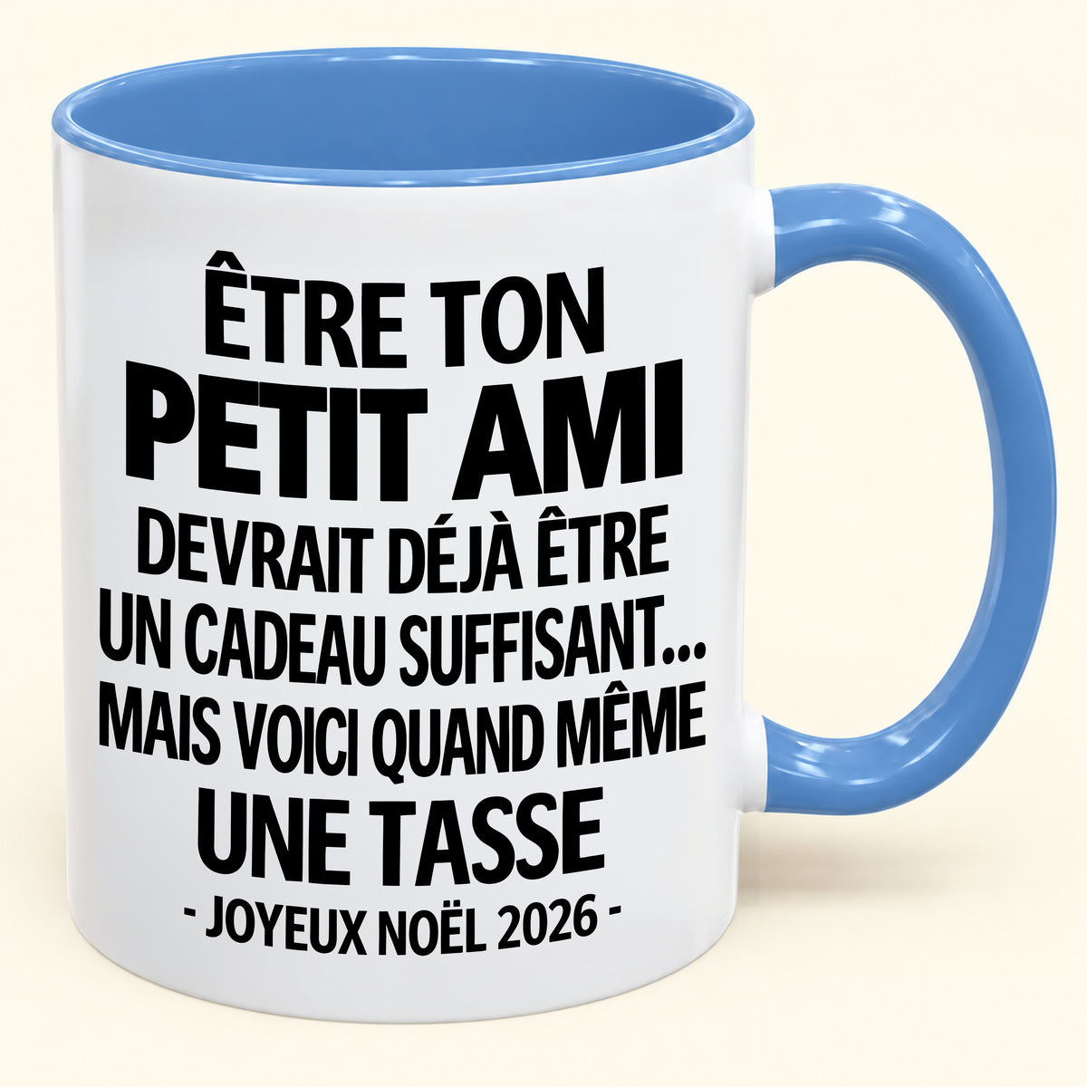 Être ton petit ami est déjà un cadeau suffisant – Mug bicolore humoristique – Cadeau de Noël 2026 (SKU2610-268) MUGFR