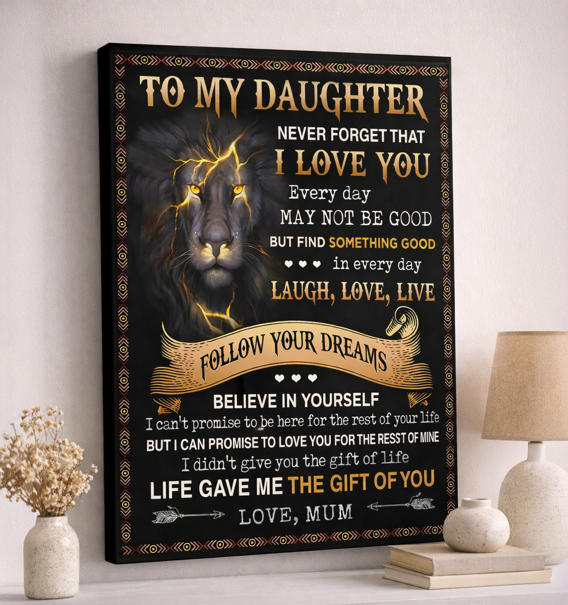 CANVAS FOR DAUGHTER - BEST GIFT FROM MOM - SUN00 (SKU2604-190)
