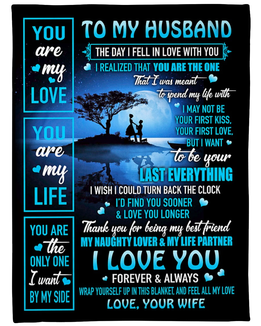 Gift for husband - from wife - blanket (SKU-BLANKET-W-H)
