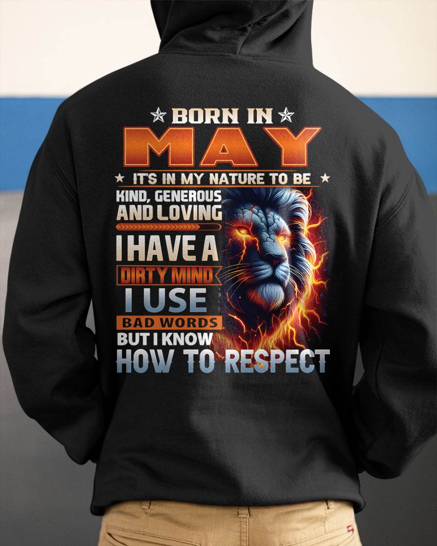 MAY - DIRTY MIND BUT KNOWS RESPECT - BIRTHDAY T-SHIRT FOR MEN - sun05 (SKU08-84-05)