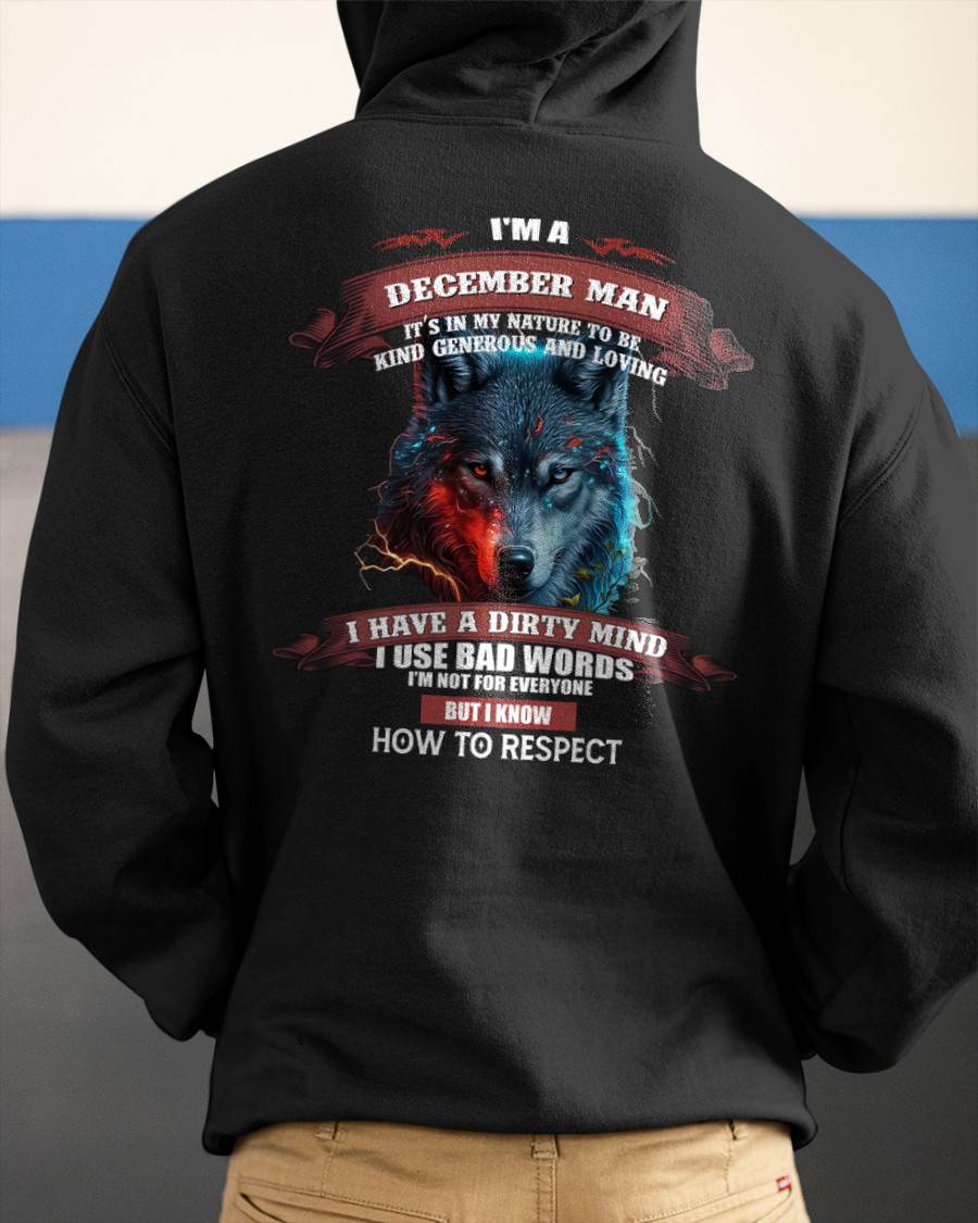DECEMBER - KNOW HOW TO RESPECT - BIRTHDAY T-SHIRT FOR MEN - sun12 (SKU12-162-12)