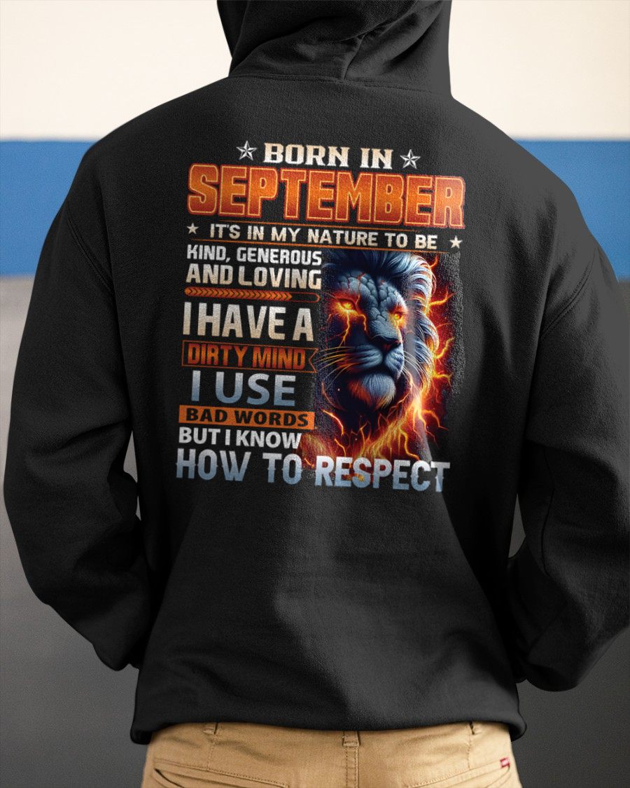SEPTEMBER - DIRTY MIND BUT KNOWS RESPECT - BIRTHDAY T-SHIRT FOR MEN - sun09 (SKU08-84-09)