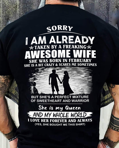 February - Funny Husband T-Shirt - Perfect Gift from Wife for Anniversary or Birthday (SKU26T-0175-02)