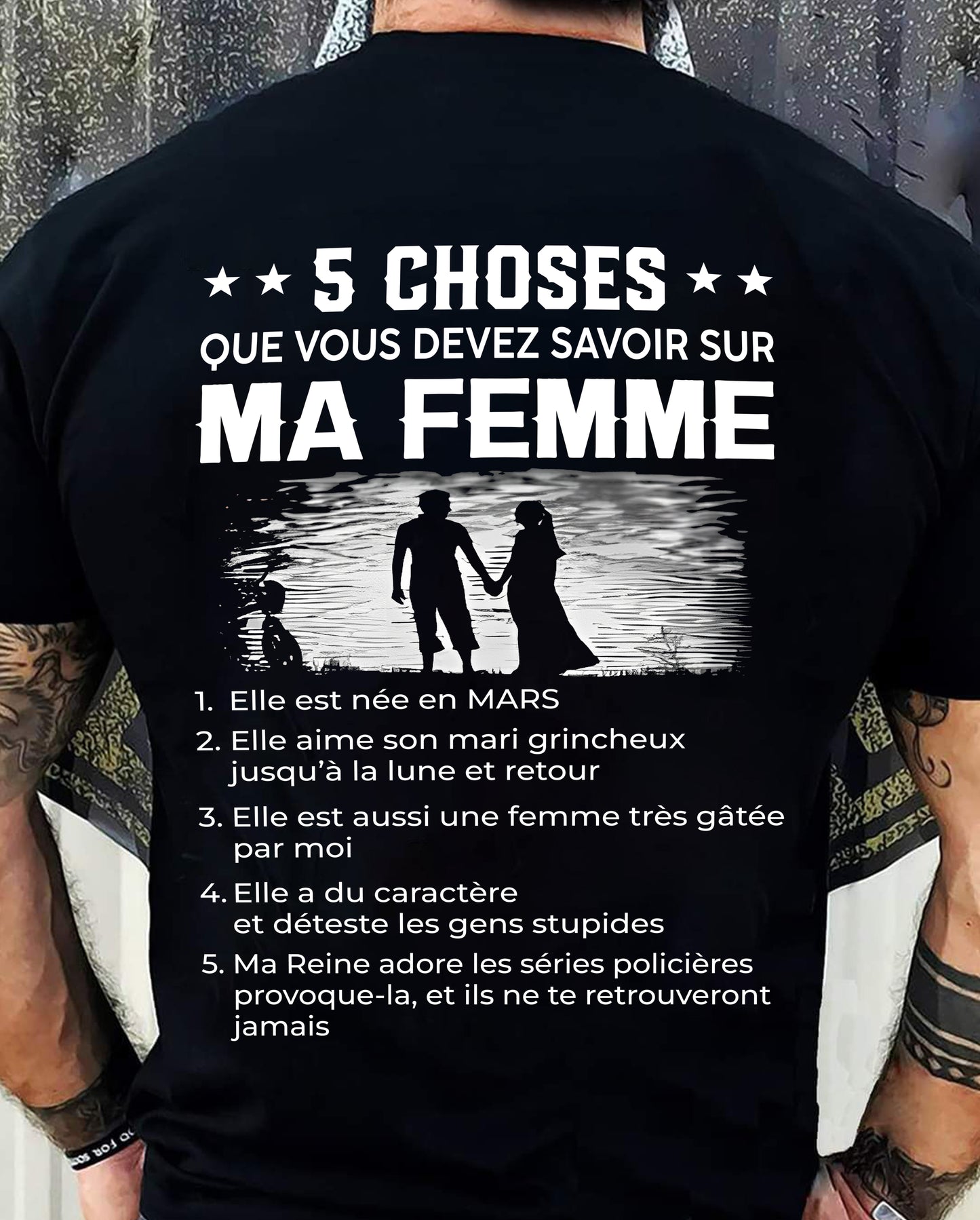 Mars - T-shirt humoristique pour mari - Cadeau Saint-Valentin, anniversaire, fête et occasions spéciales, offert par son épouse - (SKU26T-01308-03) SUN03