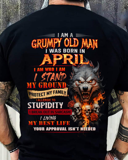 APRIL - GRUMPY OLD MAN - BIRTHDAY T-SHIRT FOR MEN - sun04 (SKU26T-01132-04)