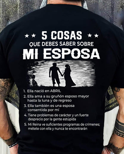 Abril - Camiseta para esposo - Regalo perfecto de su esposa para San Valentín, aniversario o cumpleaños - (SKU2602-15-04) SUN04