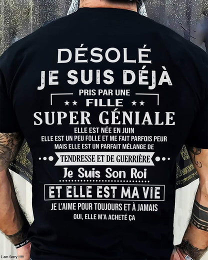 Désolé les filles, je suis déjà pris - Ma copine est folle et adorable - Cadeau spécial pour votre petit ami ou mari - (SKU04-111-06) - SUN06