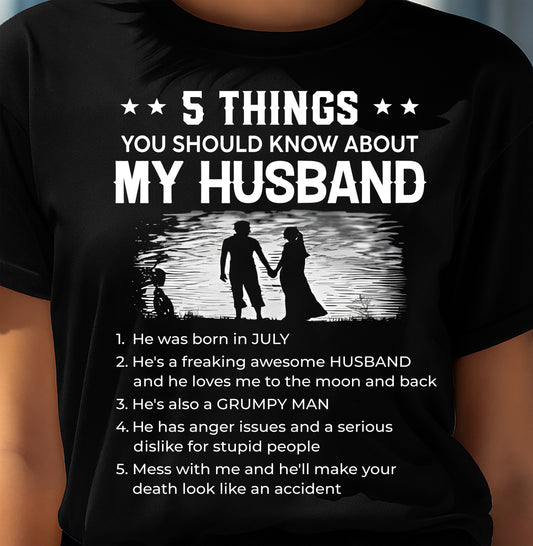 July Wife Gift - 5 Things About My Husband (SKU2604-288-07) - SUN07