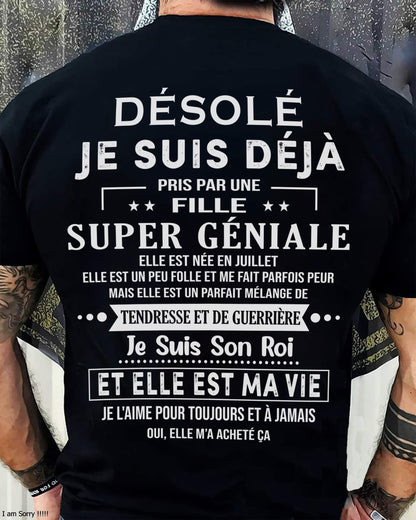 Désolé les filles, je suis déjà pris - Ma copine est folle et adorable - Cadeau spécial pour votre petit ami ou mari - (SKU04-111-07) - SUN07