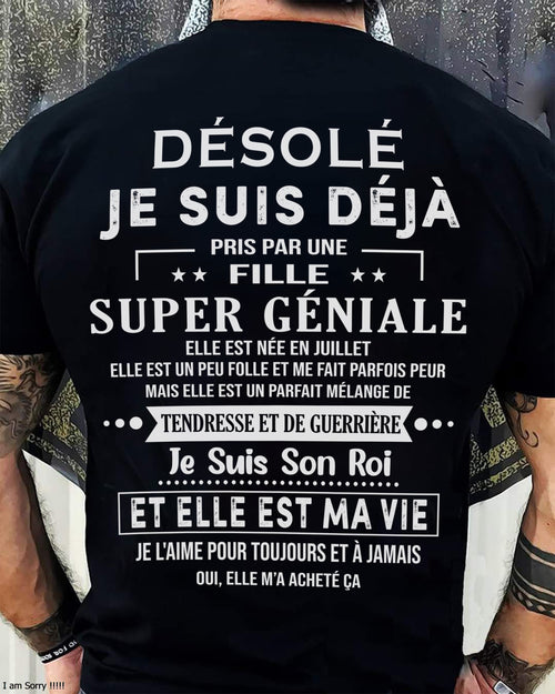 Désolé les filles, je suis déjà pris - Ma copine est folle et adorable - Cadeau spécial pour votre petit ami ou mari - (SKU04-111-07) - SUN07