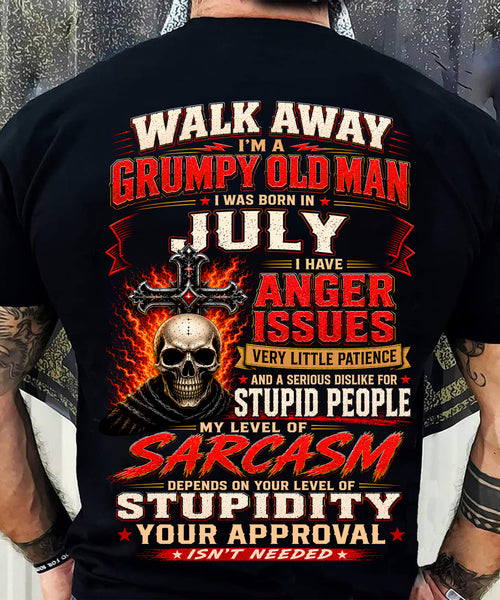 I am a Grumpy Old Man Born in July - I'm Allergic To Stupidity Funny Sarcasm Tee (SKU2607-267-07) - SUN07