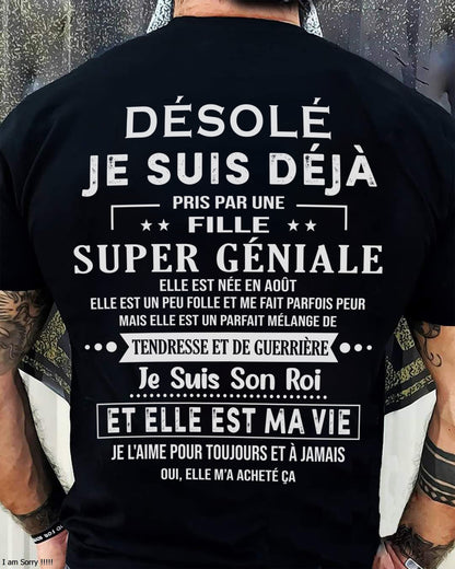 Désolé les filles, je suis déjà pris - Ma copine est folle et adorable - Cadeau spécial pour votre petit ami ou mari - (SKU04-111-08) - SUN08