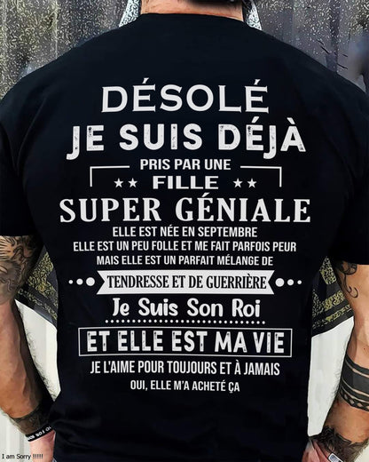 Désolé les filles, je suis déjà pris - Ma copine est folle et adorable - Cadeau spécial pour votre petit ami ou mari - (SKU04-111-09) - SUN09