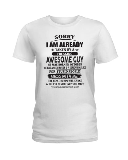 October - Awesome guy - The special gift for your girlfriend, wife - (SORRY-GUYS) - SUN10