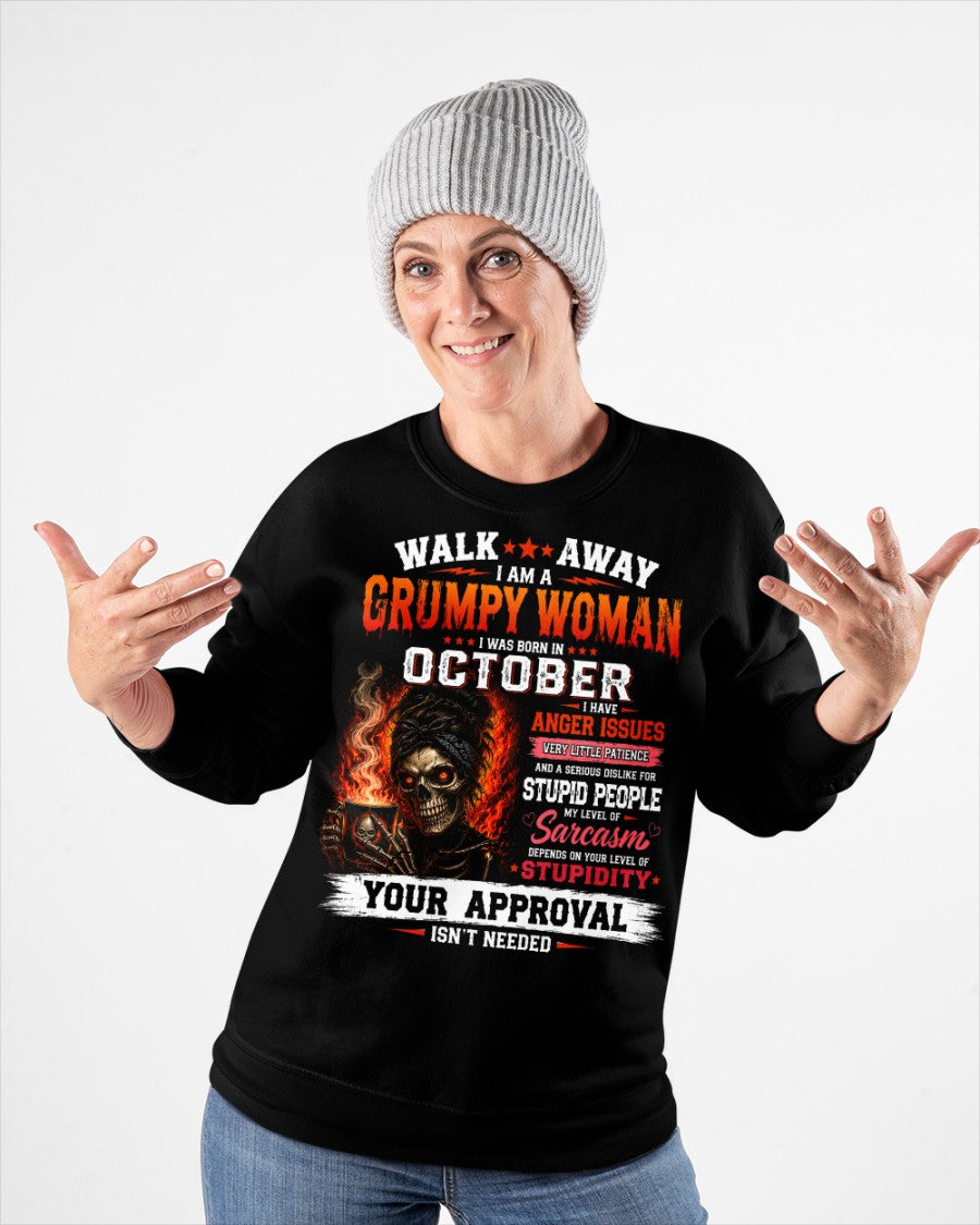 I Am A Grumpy Woman Born In October - Funny Sarcastic Women's Shirt (SKU2608-153-10) SUN10
