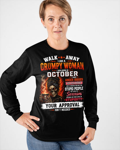 I Am A Grumpy Woman Born In October - Funny Sarcastic Women's Shirt (SKU2608-153-10) SUN10