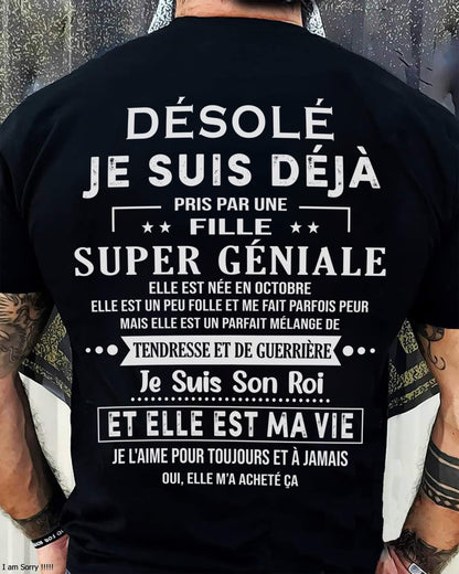 Désolé les filles, je suis déjà pris - Ma copine est folle et adorable - Cadeau spécial pour votre petit ami ou mari - (SKU04-111-10) - SUN10