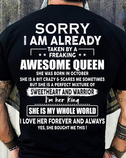 October - Lucky Man Loved by a Queen Born in October - SUN10 (SKU-QUEEN-10)