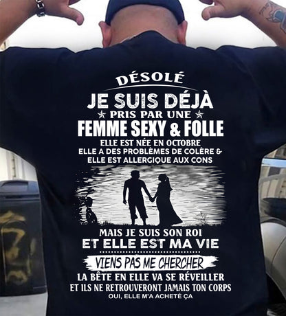 T-Shirt Homme - Femme Sexy & Folle - Cadeau Pour Mari (SKU2609-44-10)