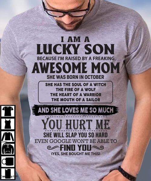 October - Awesome mom - Perfect gift for your Lucky Son (SKU10-LKS4-10)