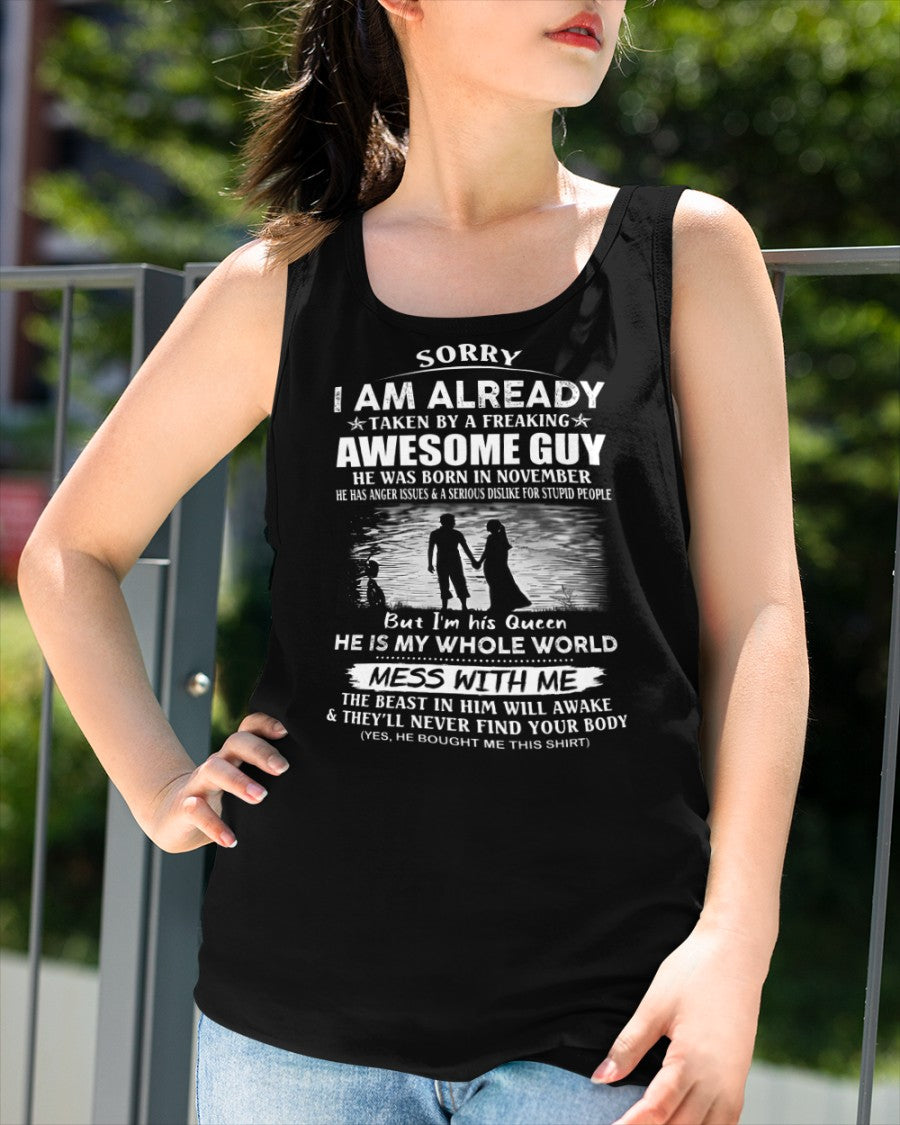 November - Funny Gift T-Shirt for Girlfriend or Wife - Anniversary, Birthday & Holiday Present from Boyfriend or Husband (SKU11-50-11) - SUN11