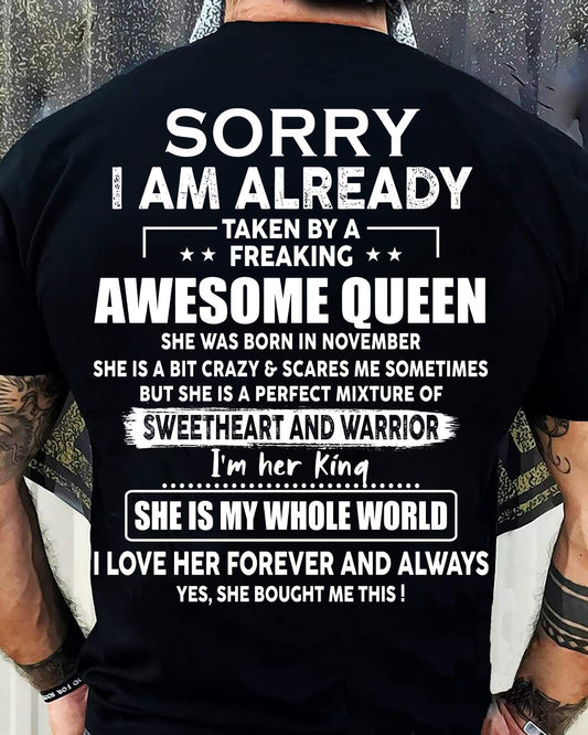 November - Lucky Man Loved by a Queen Born in November - SUN11 (SKU-QUEEN-11)