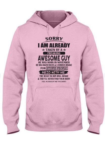 November - Awesome guy - The special gift for your girlfriend, wife - (SORRY-GUYS-11) - SUN11