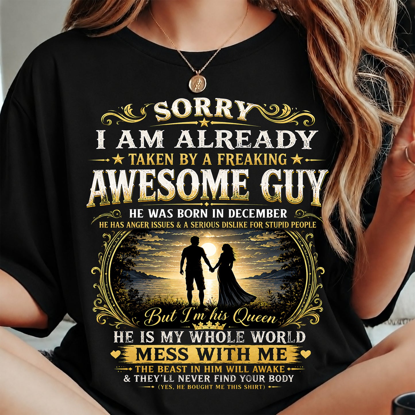 Awesome Guy Born In December - Funny Gift T-Shirt for Girlfriend or Wife - Anniversary, Birthday & Holiday Present from Boyfriend or Husband (SKU2607-285-12) - SUN12