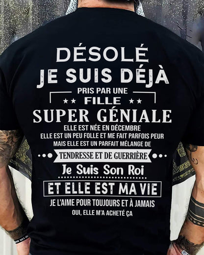 Désolé les filles, je suis déjà pris - Ma copine est folle et adorable - Cadeau spécial pour votre petit ami ou mari - (SKU04-111-12) - SUN12