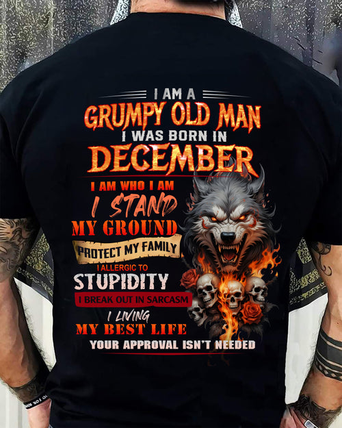 DECEMBER - GRUMPY OLD MAN - BIRTHDAY T-SHIRT FOR MEN - sun12 (SKU26T-01132-12)