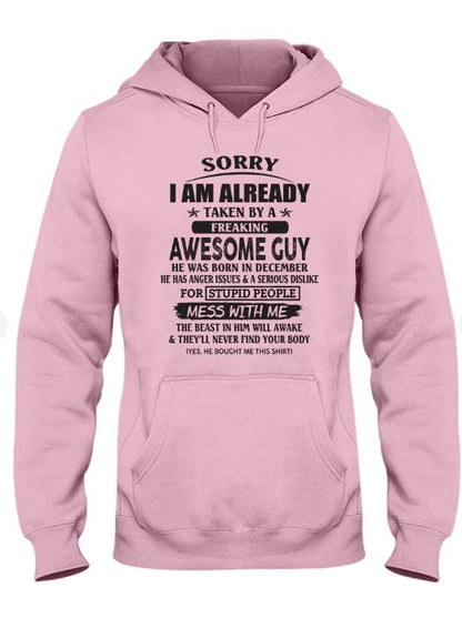 December - Awesome guy - The special gift for your girlfriend, wife - (SORRY-GUYS-12) - SUN12
