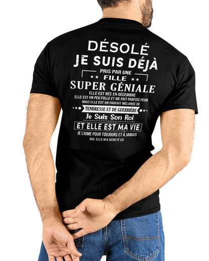 Désolé les filles, je suis déjà pris - Ma copine est folle et adorable - Cadeau spécial pour votre petit ami ou mari - (SKU04-111-12) - SUN12