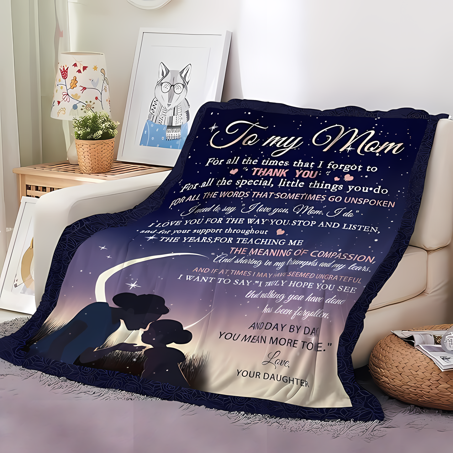 Couverture cadeau spéciale pour votre maman - De la part de sa fille 