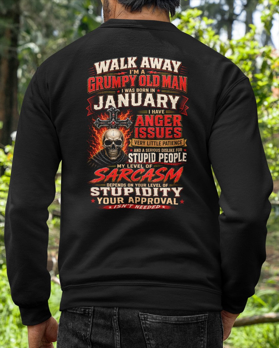 I am a Grumpy Old Man Born in January  - I'm Allergic To Stupidity Funny Sarcasm Tee (SKU2607-267-01) - SUN01