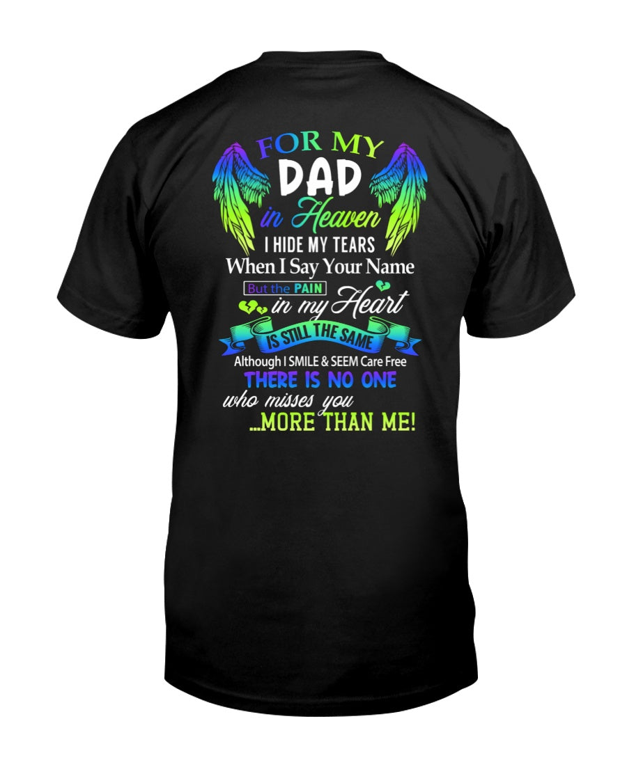 Personalized Memorial T-Shirt for Dad in Heaven - In Loving Memory Shirt, Miss You Dad Gift (SKUDAD) SUN00
