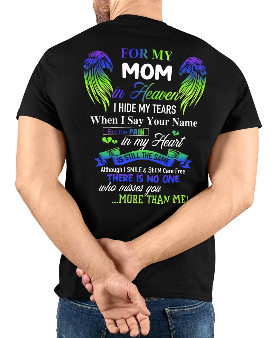 Personalized Memorial T-Shirt for Mom in Heaven - In Loving Memory Shirt, Miss You Mom Gift (SKUMOM) SUN00