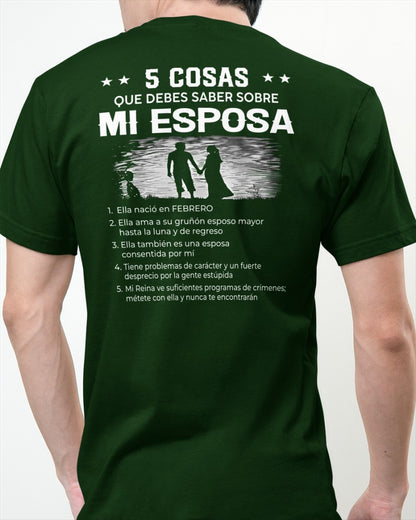 Febrero - Camiseta para esposo - Regalo perfecto de su esposa para San Valentín, aniversario o cumpleaños - (SKU2602-15-02) SUN02