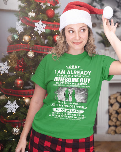 February - Funny Gift T-Shirt for Girlfriend or Wife - Anniversary, Birthday & Holiday Present from Boyfriend or Husband (SKU11-50-02) - SUN02