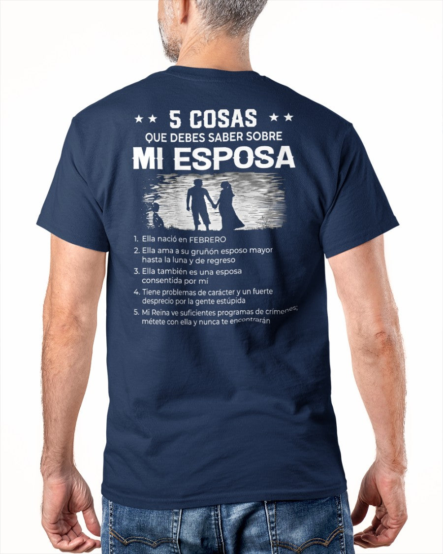 Febrero - Camiseta para esposo - Regalo perfecto de su esposa para San Valentín, aniversario o cumpleaños - (SKU2602-15-02) SUN02