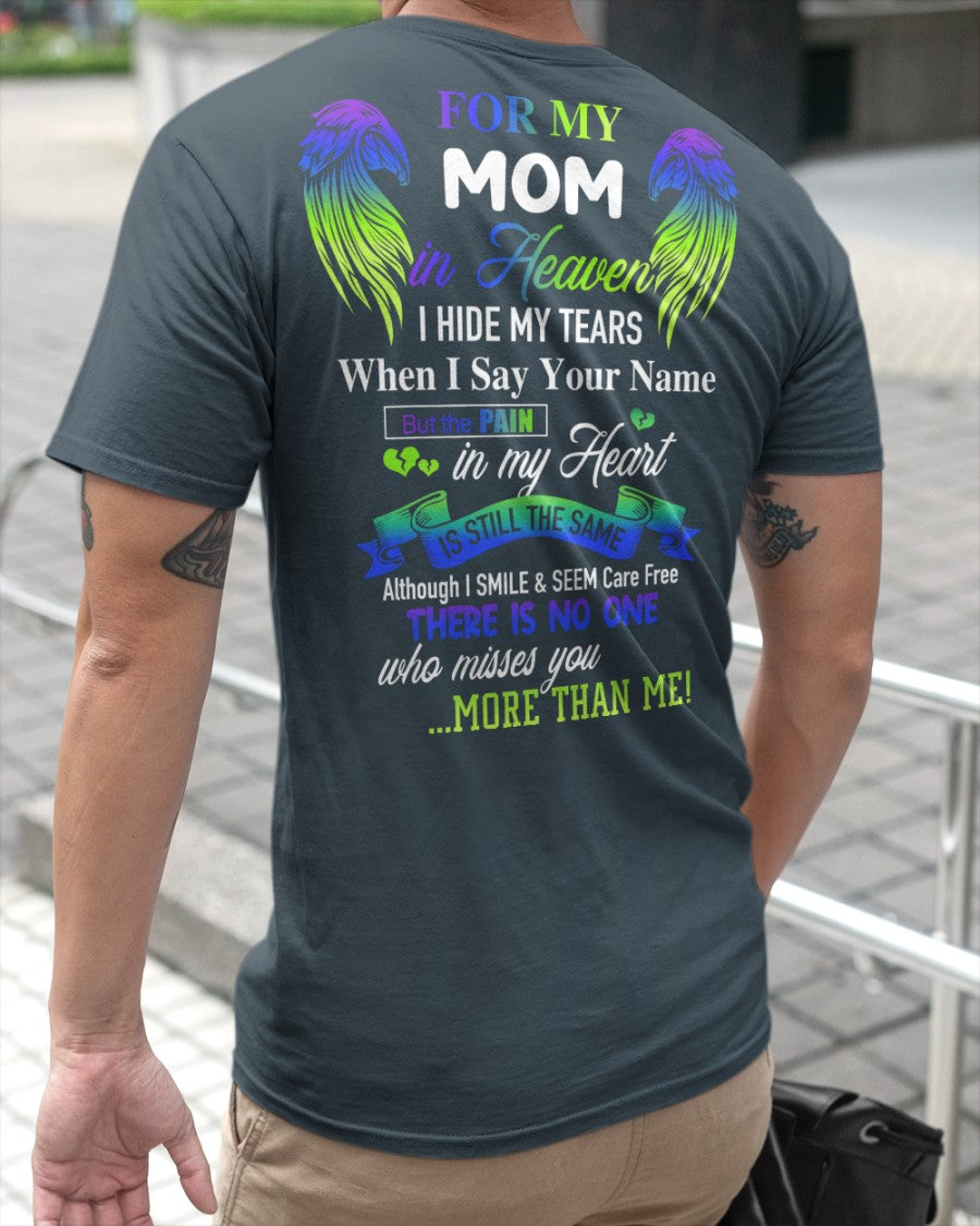 Personalized Memorial T-Shirt for Mom in Heaven - In Loving Memory Shirt, Miss You Mom Gift (SKUMOM) SUN00